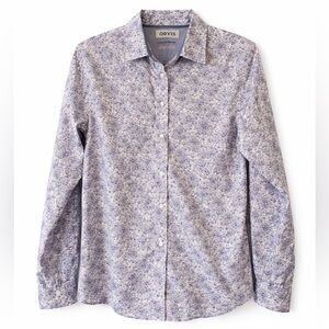 Orvis Women’s Button Down Shirt long sleeve blue purple floral size 4